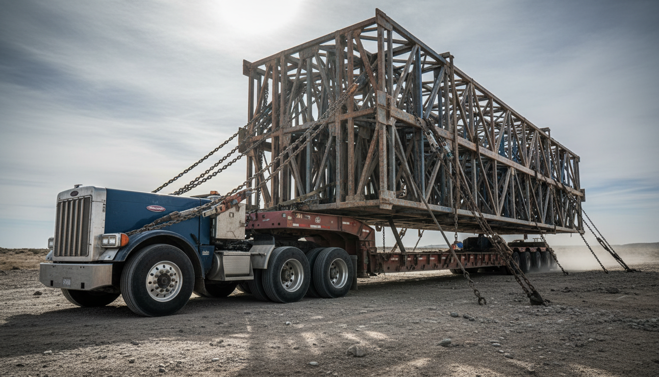 Drilling rig components being transported